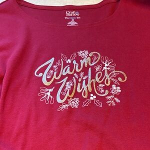 Croft & Barrow Festive Red Long Sleeve Tee